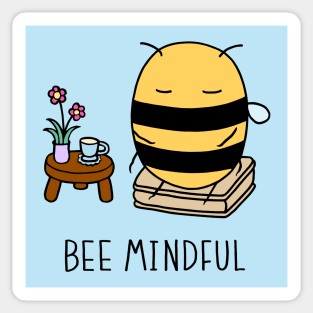 Bee Mindful - Light Blue Sticker